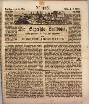 Bayerische Landbötin Dienstag 3. Dezember 1833