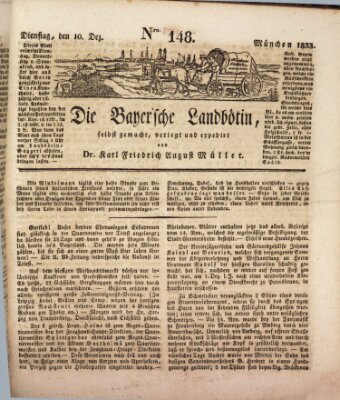 Bayerische Landbötin Dienstag 10. Dezember 1833