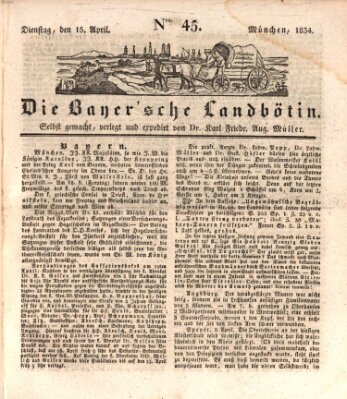 Bayerische Landbötin Dienstag 15. April 1834