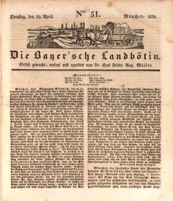 Bayerische Landbötin Dienstag 29. April 1834