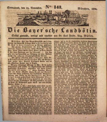 Bayerische Landbötin Samstag 29. November 1834