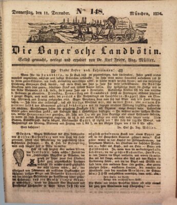 Bayerische Landbötin Donnerstag 11. Dezember 1834