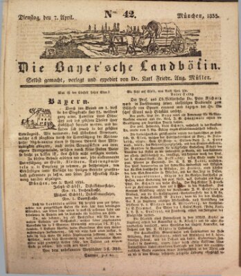 Bayerische Landbötin Dienstag 7. April 1835