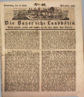 Bayerische Landbötin Donnerstag 16. April 1835