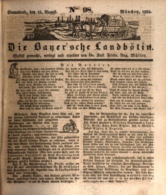 Bayerische Landbötin Samstag 15. August 1835