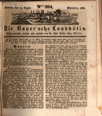 Bayerische Landbötin Samstag 29. August 1835