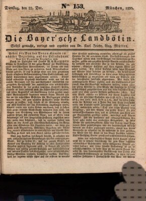 Bayerische Landbötin Dienstag 22. Dezember 1835