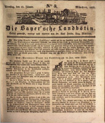 Bayerische Landbötin Dienstag 12. Januar 1836