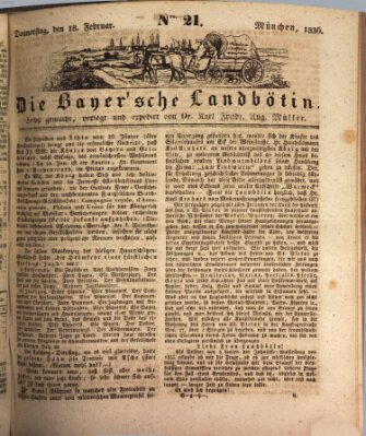 Bayerische Landbötin Donnerstag 18. Februar 1836