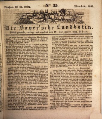 Bayerische Landbötin Dienstag 22. März 1836