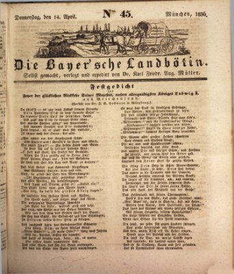 Bayerische Landbötin Donnerstag 14. April 1836