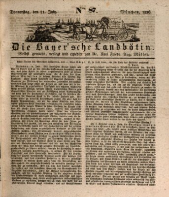 Bayerische Landbötin Donnerstag 21. Juli 1836