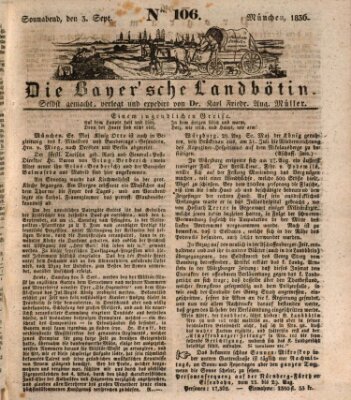 Bayerische Landbötin Samstag 3. September 1836