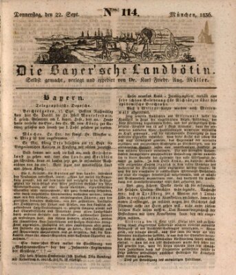 Bayerische Landbötin Donnerstag 22. September 1836