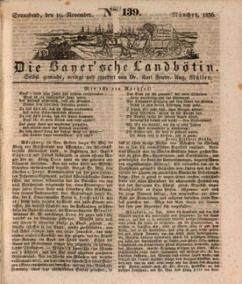 Bayerische Landbötin Samstag 19. November 1836