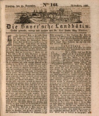 Bayerische Landbötin Dienstag 29. November 1836