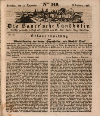 Bayerische Landbötin Dienstag 13. Dezember 1836