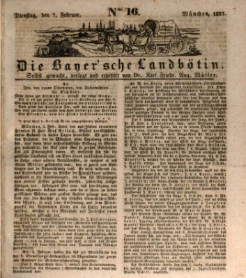 Bayerische Landbötin Dienstag 7. Februar 1837