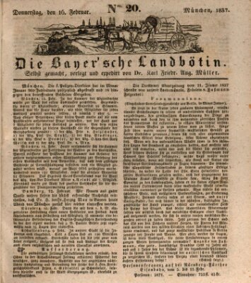 Bayerische Landbötin Donnerstag 16. Februar 1837