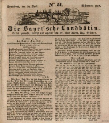 Bayerische Landbötin Samstag 29. April 1837