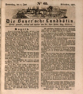 Bayerische Landbötin Donnerstag 1. Juni 1837