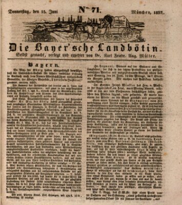 Bayerische Landbötin Donnerstag 15. Juni 1837