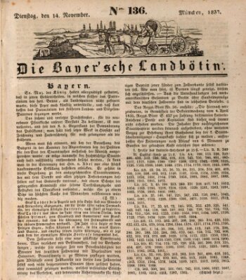 Bayerische Landbötin Dienstag 14. November 1837