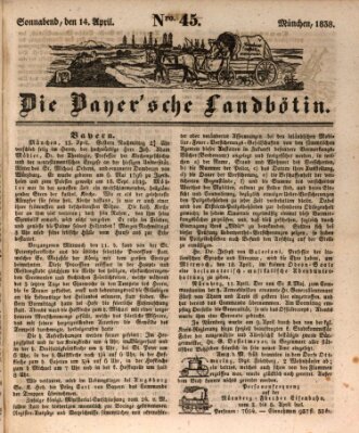 Bayerische Landbötin Samstag 14. April 1838