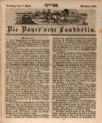 Bayerische Landbötin Dienstag 17. April 1838