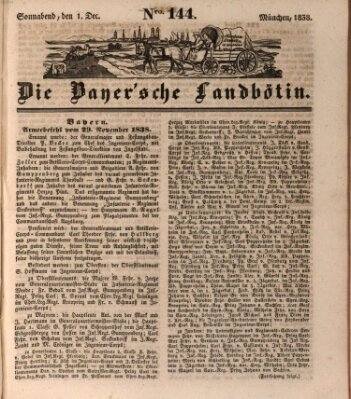 Bayerische Landbötin Samstag 1. Dezember 1838