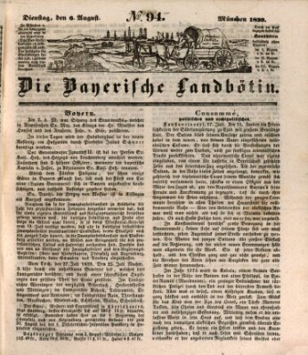 Bayerische Landbötin Dienstag 6. August 1839