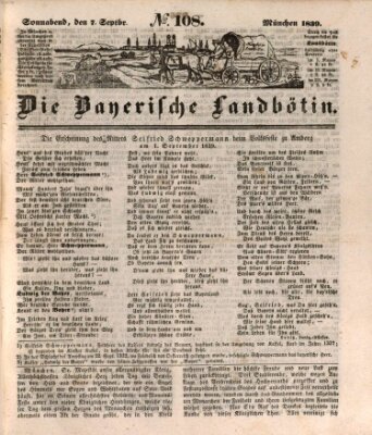 Bayerische Landbötin Samstag 7. September 1839