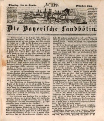 Bayerische Landbötin Dienstag 17. September 1839