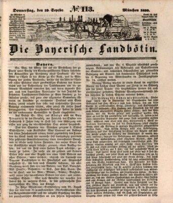 Bayerische Landbötin Donnerstag 19. September 1839