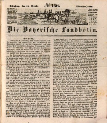 Bayerische Landbötin Dienstag 12. November 1839