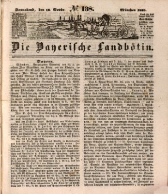 Bayerische Landbötin Samstag 16. November 1839