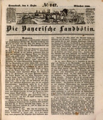 Bayerische Landbötin Samstag 7. Dezember 1839