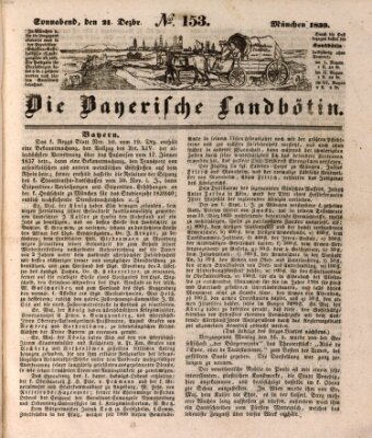 Bayerische Landbötin Samstag 21. Dezember 1839