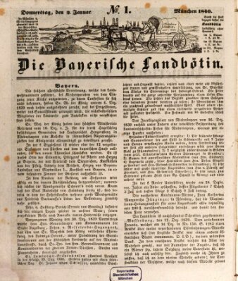 Bayerische Landbötin Donnerstag 2. Januar 1840