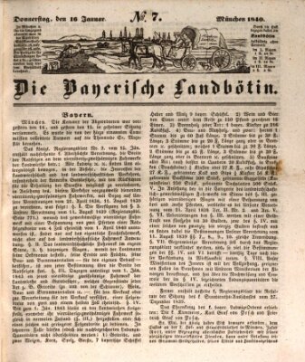 Bayerische Landbötin Donnerstag 16. Januar 1840