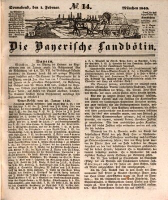 Bayerische Landbötin Samstag 1. Februar 1840