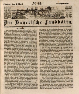 Bayerische Landbötin Dienstag 7. April 1840