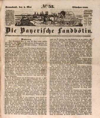 Bayerische Landbötin Samstag 2. Mai 1840