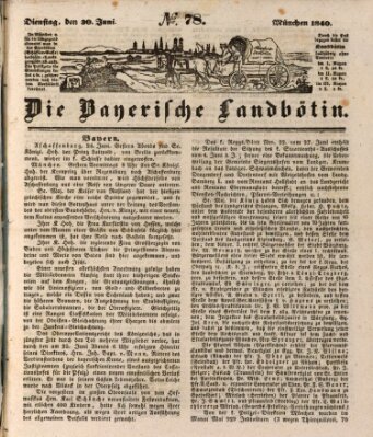 Bayerische Landbötin Dienstag 30. Juni 1840