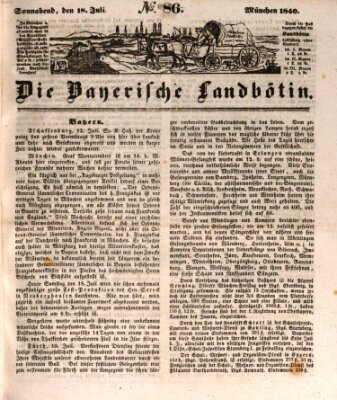 Bayerische Landbötin Samstag 18. Juli 1840