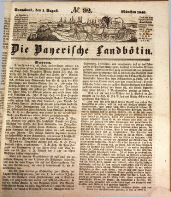 Bayerische Landbötin Samstag 1. August 1840