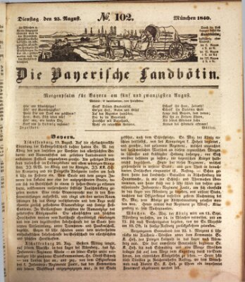 Bayerische Landbötin Dienstag 25. August 1840