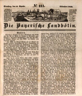 Bayerische Landbötin Dienstag 15. September 1840