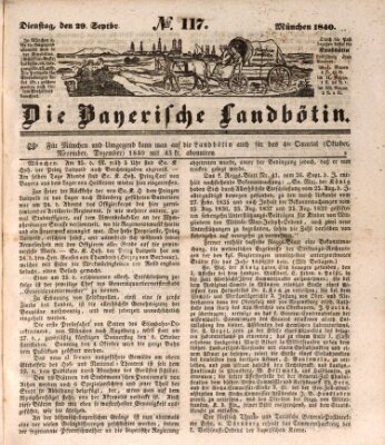 Bayerische Landbötin Dienstag 29. September 1840