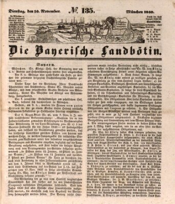 Bayerische Landbötin Dienstag 10. November 1840